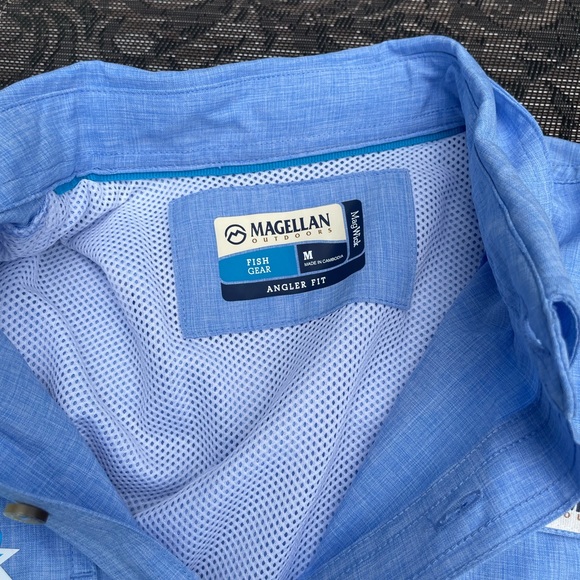 NWT - Magellan Outdoor Fishgear Blue Short Sleeve Button Shirt - Picture 4 of 5
